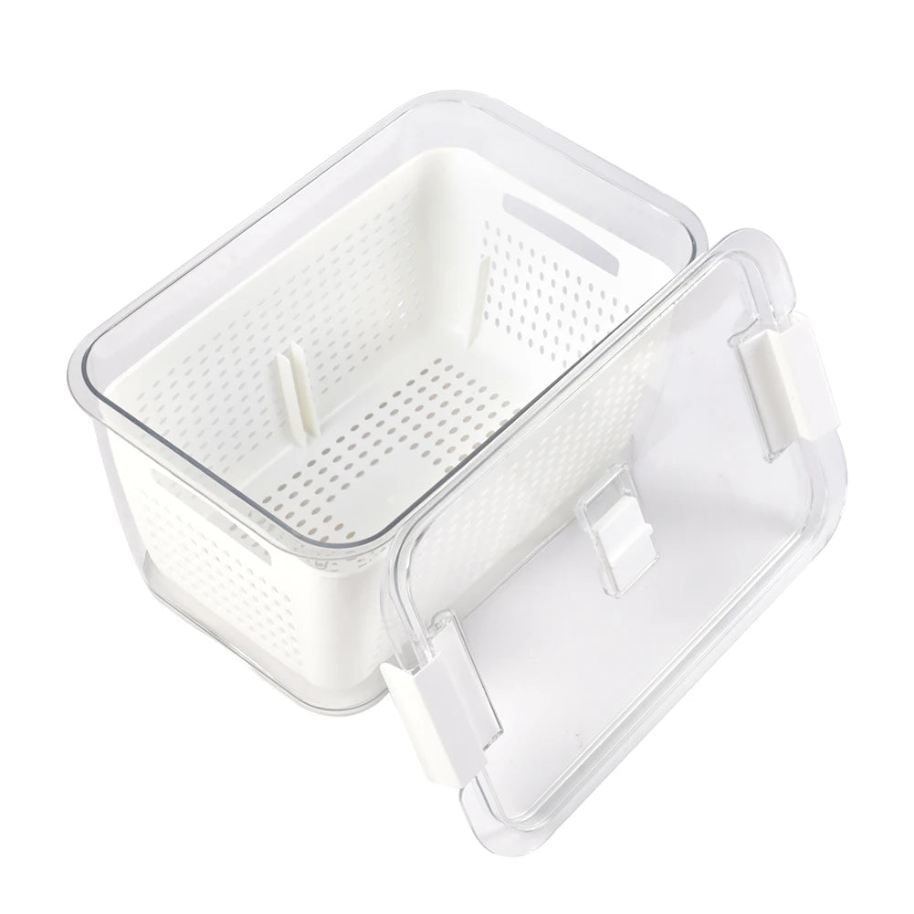 【Lifeideas】1.7L/4.5L Nested Fridge Storage Container with Removable Colander Refrigerator Fresh Vegetable Fruits Drain Basket