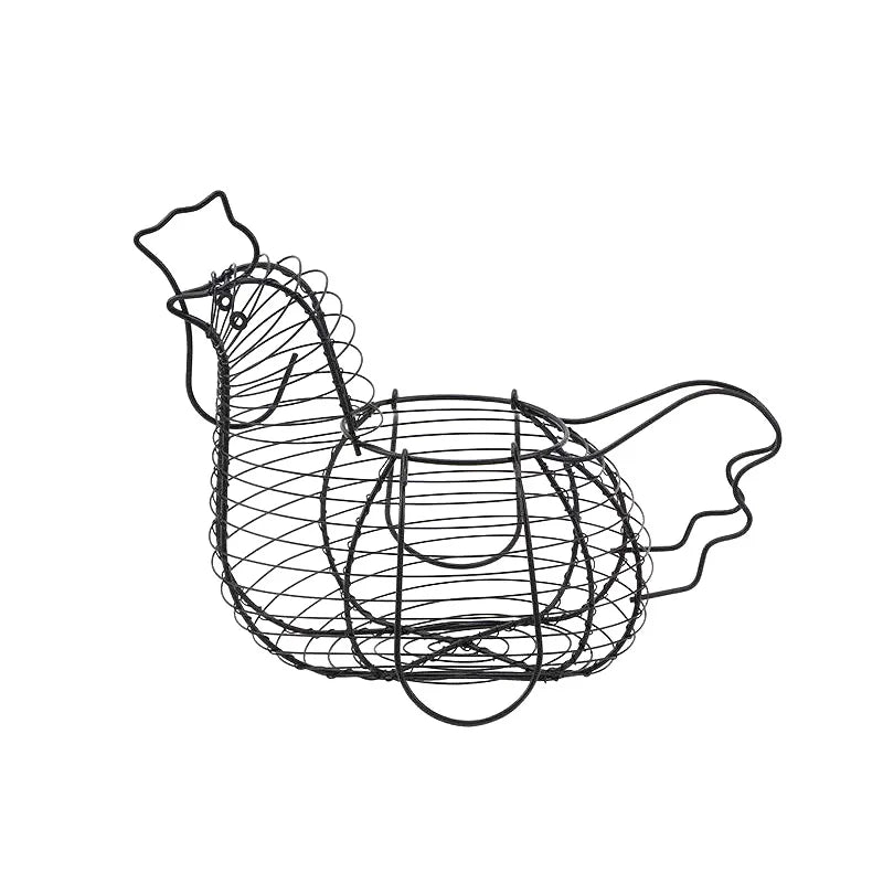 Iron Art Eggs Storage Basket Chicken Shaped Egg Holder Household Vegetables Fruit Container Organizer Rack Basket
