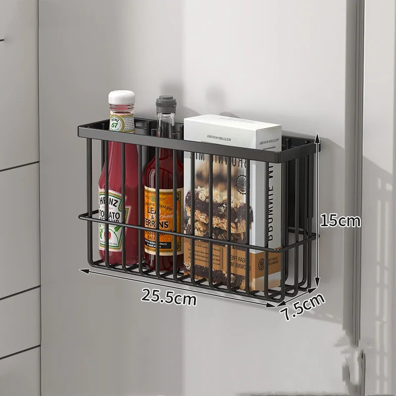 Multi-function Magnetic Fridge Storage Rack Magnetic Paper Towel Holder Household Wall Hanging Basket Kitchen Organizer Shelf