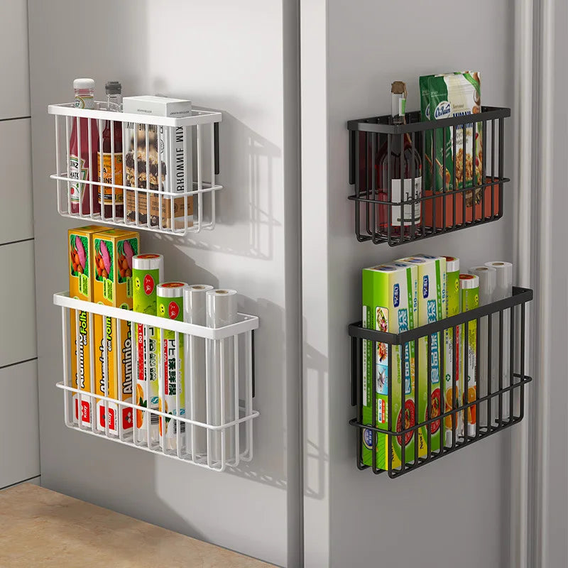 Multi-function Magnetic Fridge Storage Rack Magnetic Paper Towel Holder Household Wall Hanging Basket Kitchen Organizer Shelf