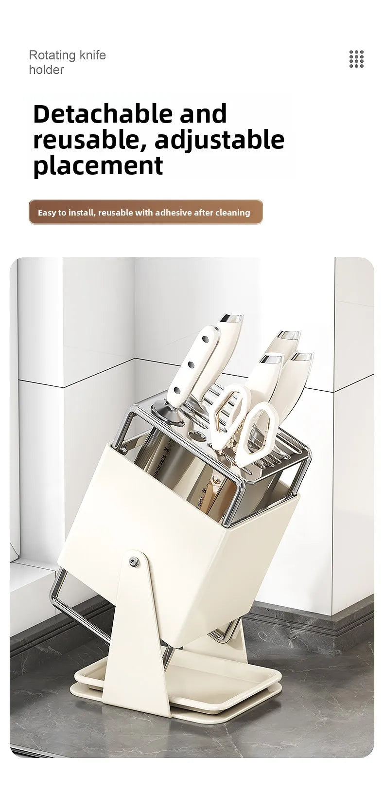 Stainl Steel Kitchen Knife Holder Rotating Blade Storage Ra High Aesthetic Multi-Function Kitchen Storage elf