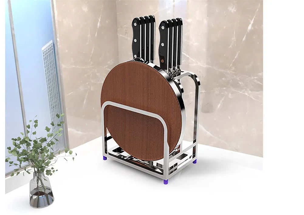 Stainl Steel 304 Knife Holder Cutting Board Stand Kitchen Storage Ra Utensil elf Anti-Mold Stainl Steel Kitchen Sto...