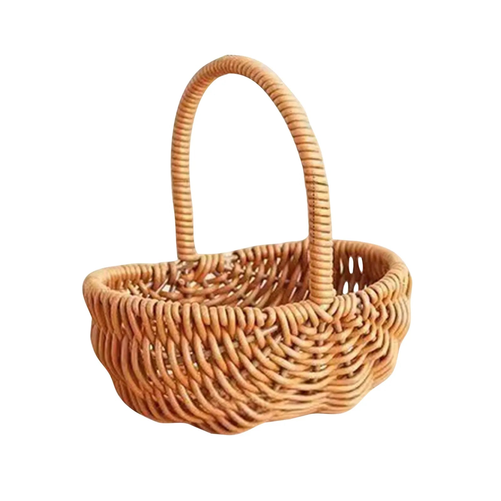 Imitation Rattan Handhold Weaving Basket with Handle Home Decoration Braid Storage Baskets Vegetable Fruit Flower