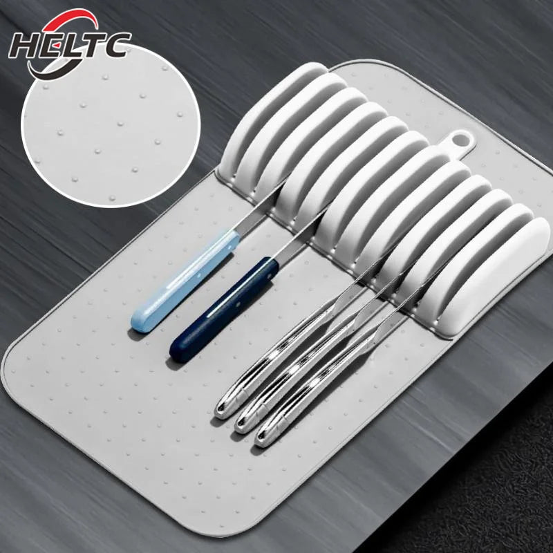 Premium Knifes Holder Organization Soft-Grip 5/11 Slots Large Knife Mat Non-Slip Kitchen Drawer Knifes Organization Home Tools