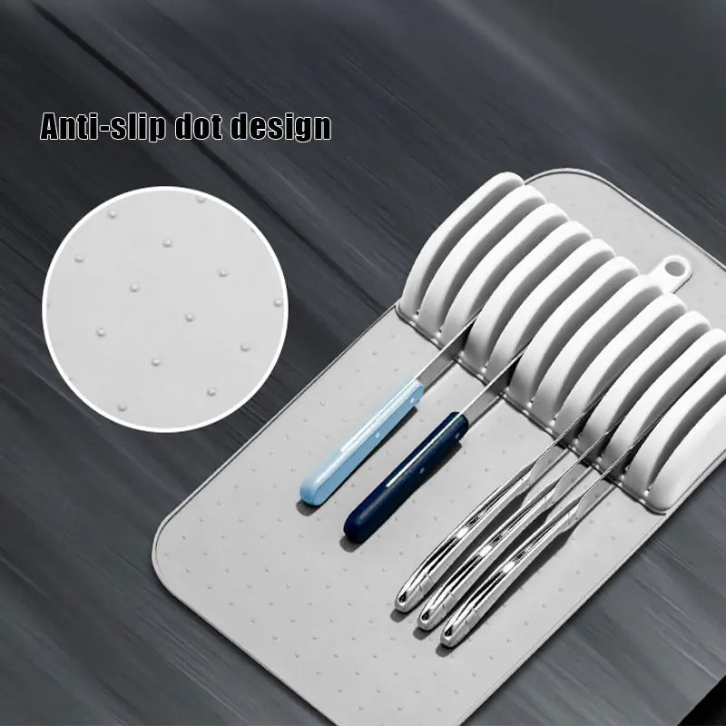 Large Knife Mat Non-Slip Drawer Knifes Organizer 5 Slots and 11 Slots Knives Holder Home Kitchen Organization