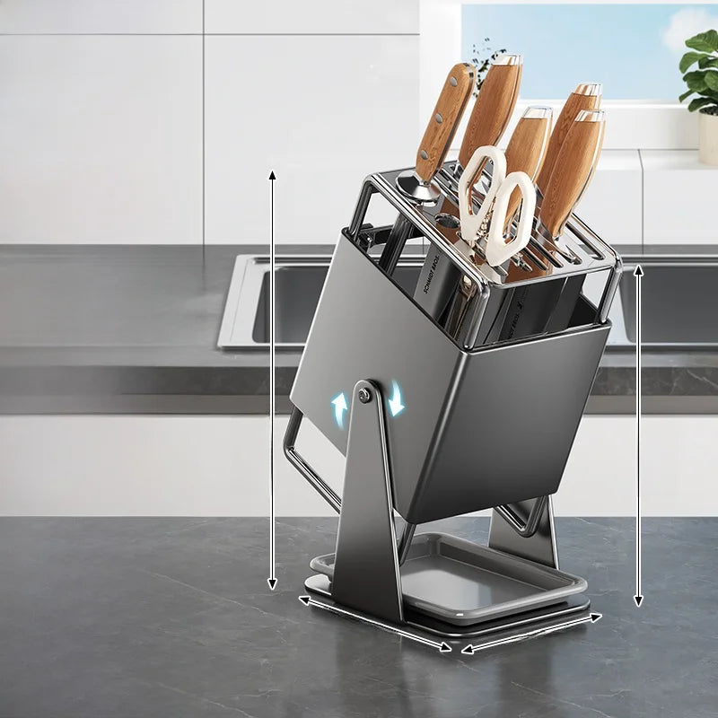 Stainl Steel Kitchen Knife Holder Rotating Blade Storage Ra High Aesthetic Multi-Function Kitchen Storage elf