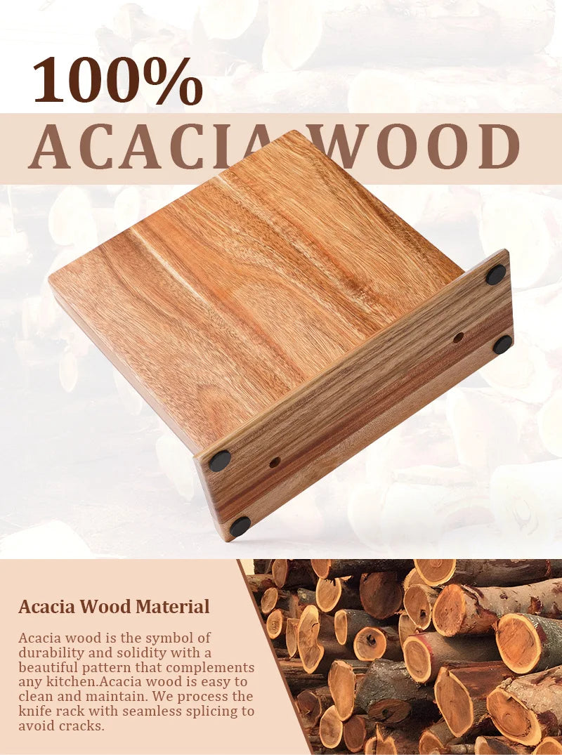 New Acacia Wood Home Kitchen Magnetic Knife Block Holder Rack Magnetic Stands with Strong Enhanced Magnets