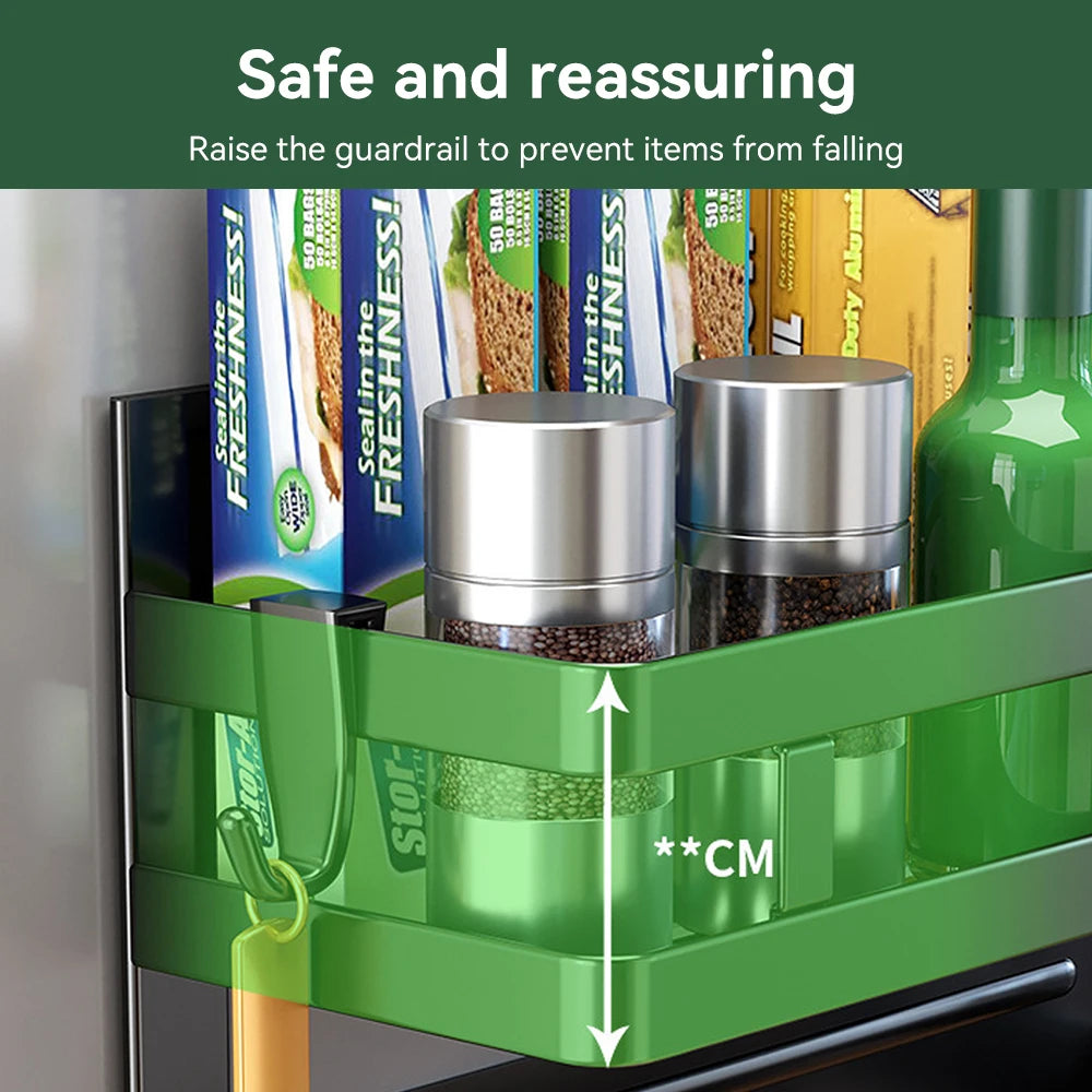 Multi-functional storage rack magnetic suction refrigerator hanging rack non-drilling seasoning rack multi-layer cling film stor