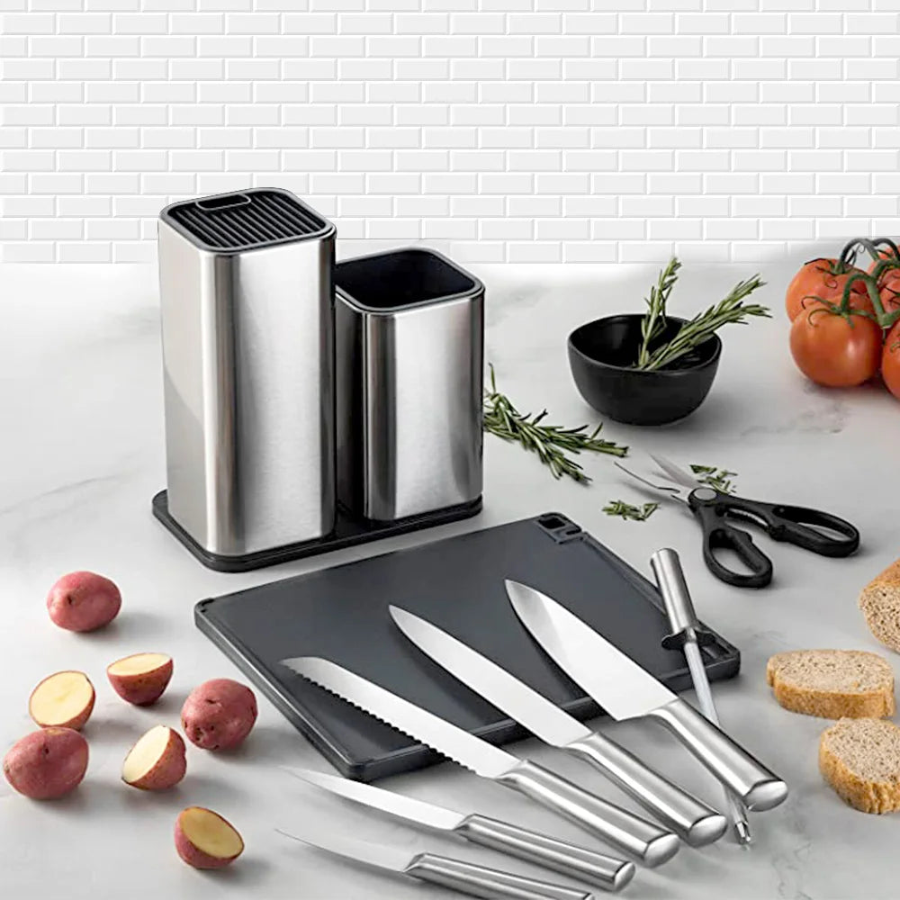 Stainless Steel Knife Holder Bucket Bracket Storage Rack Multi-functional Kitchen Storage Bucket Kitchen Accessories Chopstick