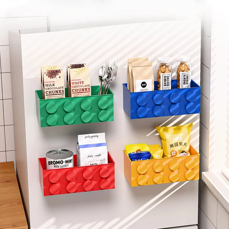 Building Blocks Refriger  Atorstorage Rack Magnetic Wall-mounted Sundry Items Storage Box Refrigerator Side Storage Rack