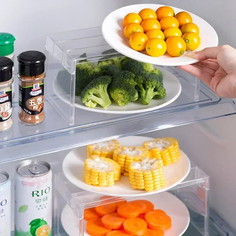 Refrigerator Organizers Storage Rack Fridge Layered Separator Shelves Transparent Desktop Stand Save Space Kitchen