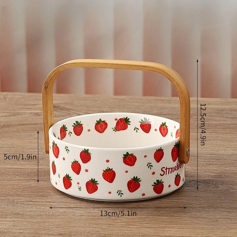 Ceramic Portable Fruit Basket Creative Outdoor Camping Snacks Fruit Cut Storage Basket Afternoon Tea Snack Placement Basket