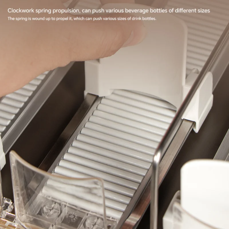 Automatic Beverage Pusher For Fridge Transparents Drinking Sliding Container Kitchen Storage Boxes Shelf Glide Organizer Rack
