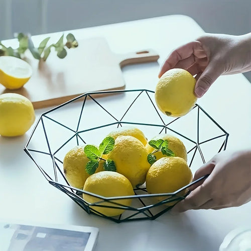 1pc Wire Fruit Bowl Iron Mesh Woven Fruit Basket Kitchen Countertop Fruit Bowl Vegetable Decorative Holder for Kitchen Snacks