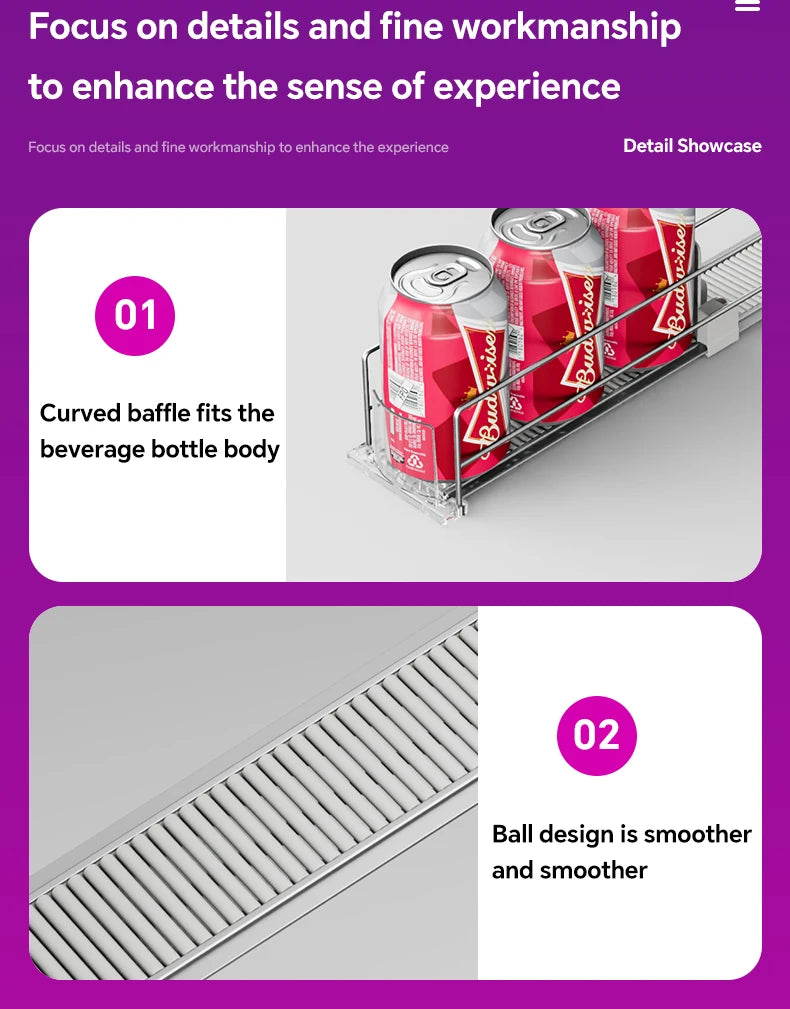 Drink Spring Pusher For Fridge Automatic Soda Can Dispenser Retail Transparent Slide Rail Beverage Storage Organizer Rack