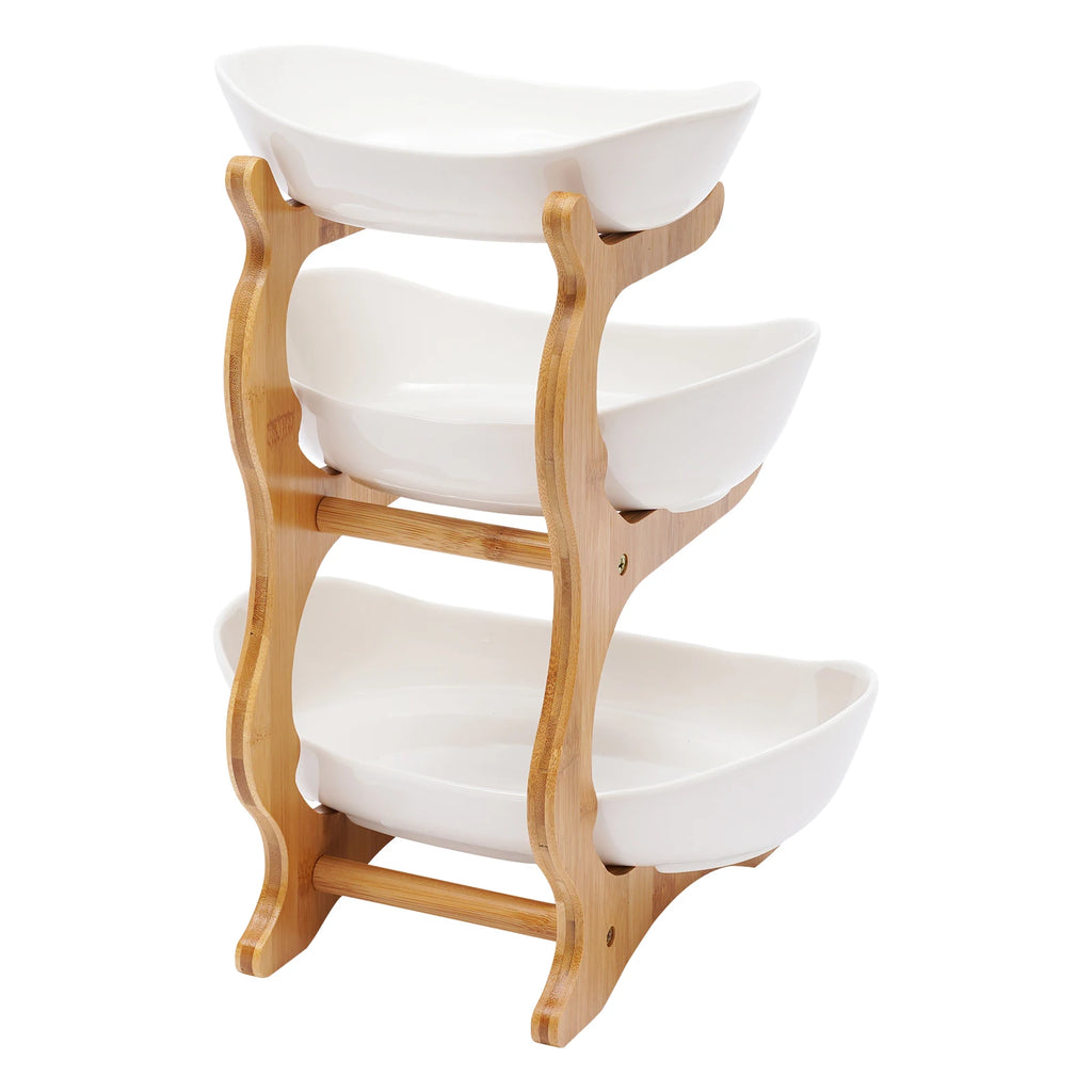 3 Tier Ceramic Fruit Basket Holder Bowl Stand Dining Table for Kitchen Decor for Vacations, Exhibitions, Gatherings, Birthdays