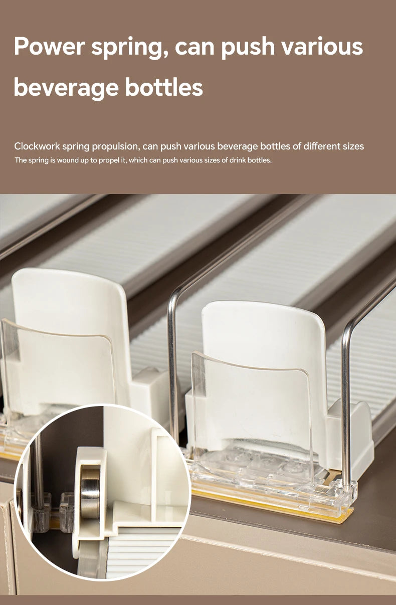 Automatic Beverage Pusher For Fridge Transparents Drinking Sliding Container Kitchen Storage Boxes Shelf Glide Organizer Rack