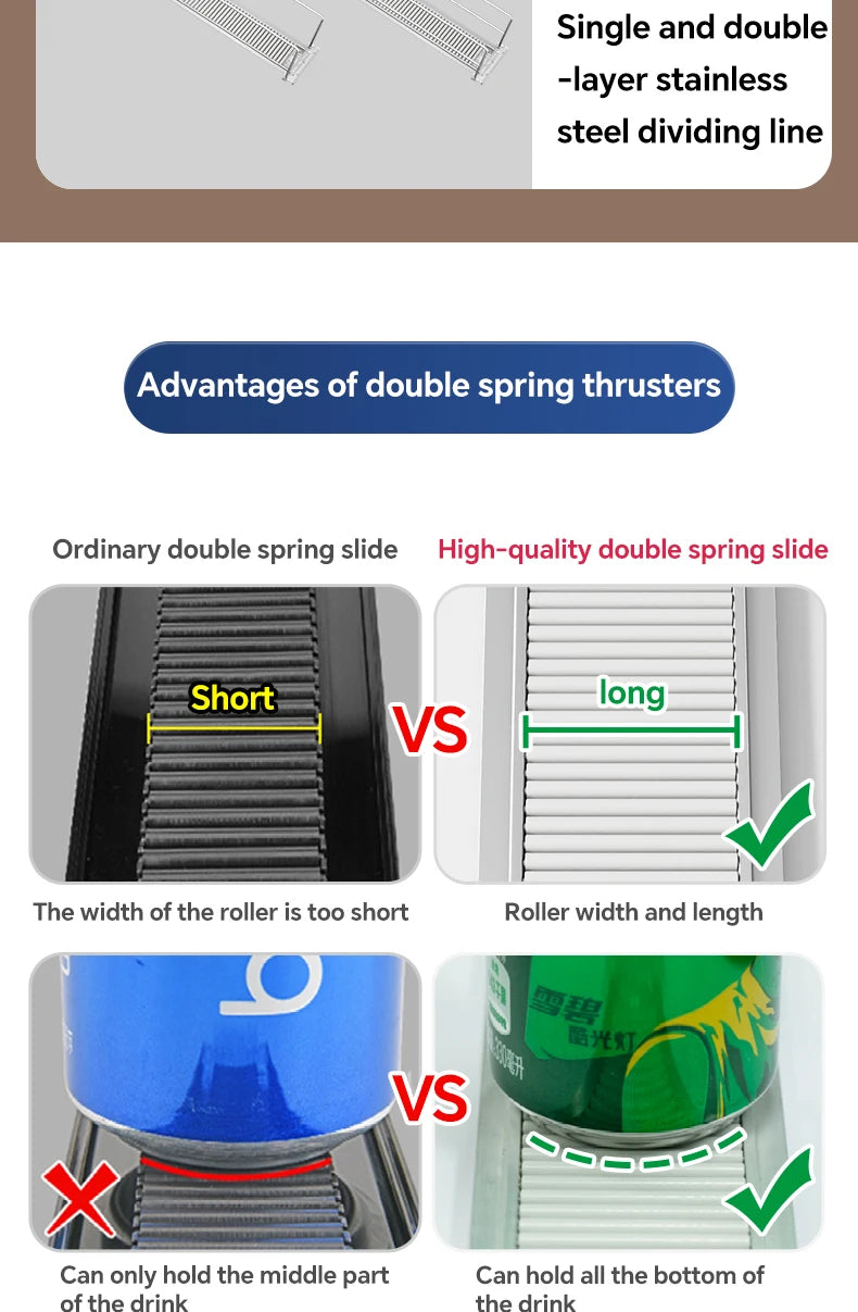 Automatic Beverage Pusher For Fridge Transparents Drinking Sliding Container Kitchen Storage Boxes Shelf Glide Organizer Rack