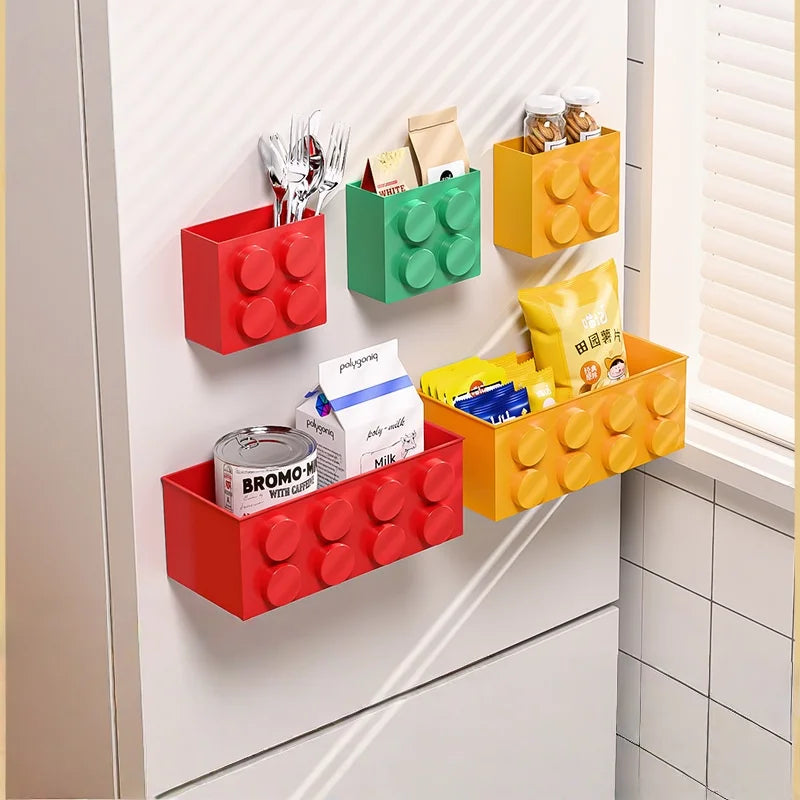 Building Blocks Refriger  Atorstorage Rack Magnetic Wall-mounted Sundry Items Storage Box Refrigerator Side Storage Rack
