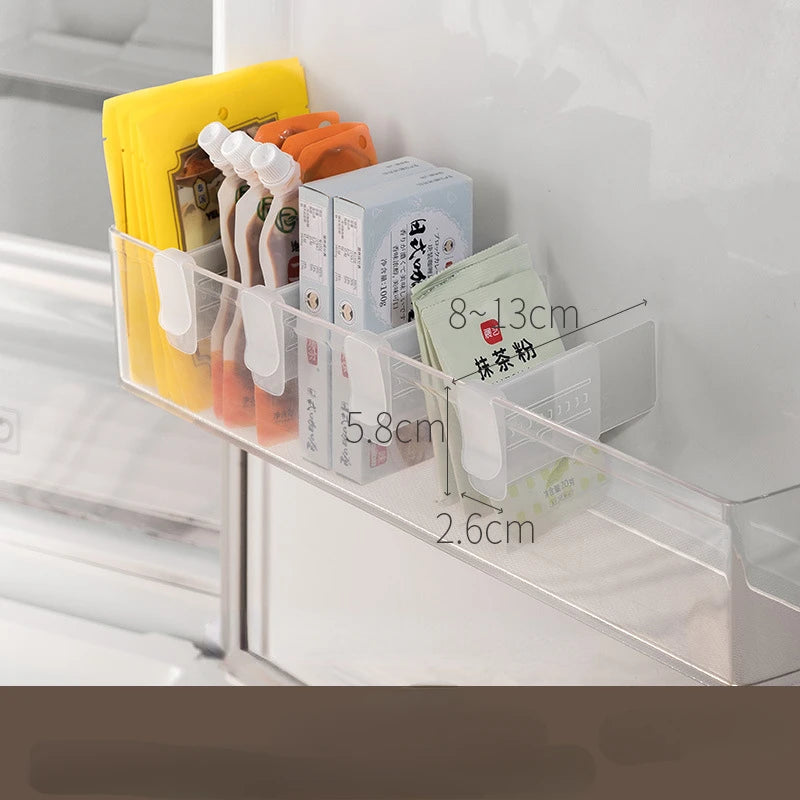 4pcs Refrigerator Storage Divider Side Door Storage Partition Expandable Baffle Dividers Kitchen Bottle Shelf Organizer