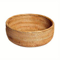 Hand-woven Rattan Wicker Basket Storage Box Fruit Tea Snack Bread Basket Cosmetic Desktop Storage Box Household Kitchen Supplies