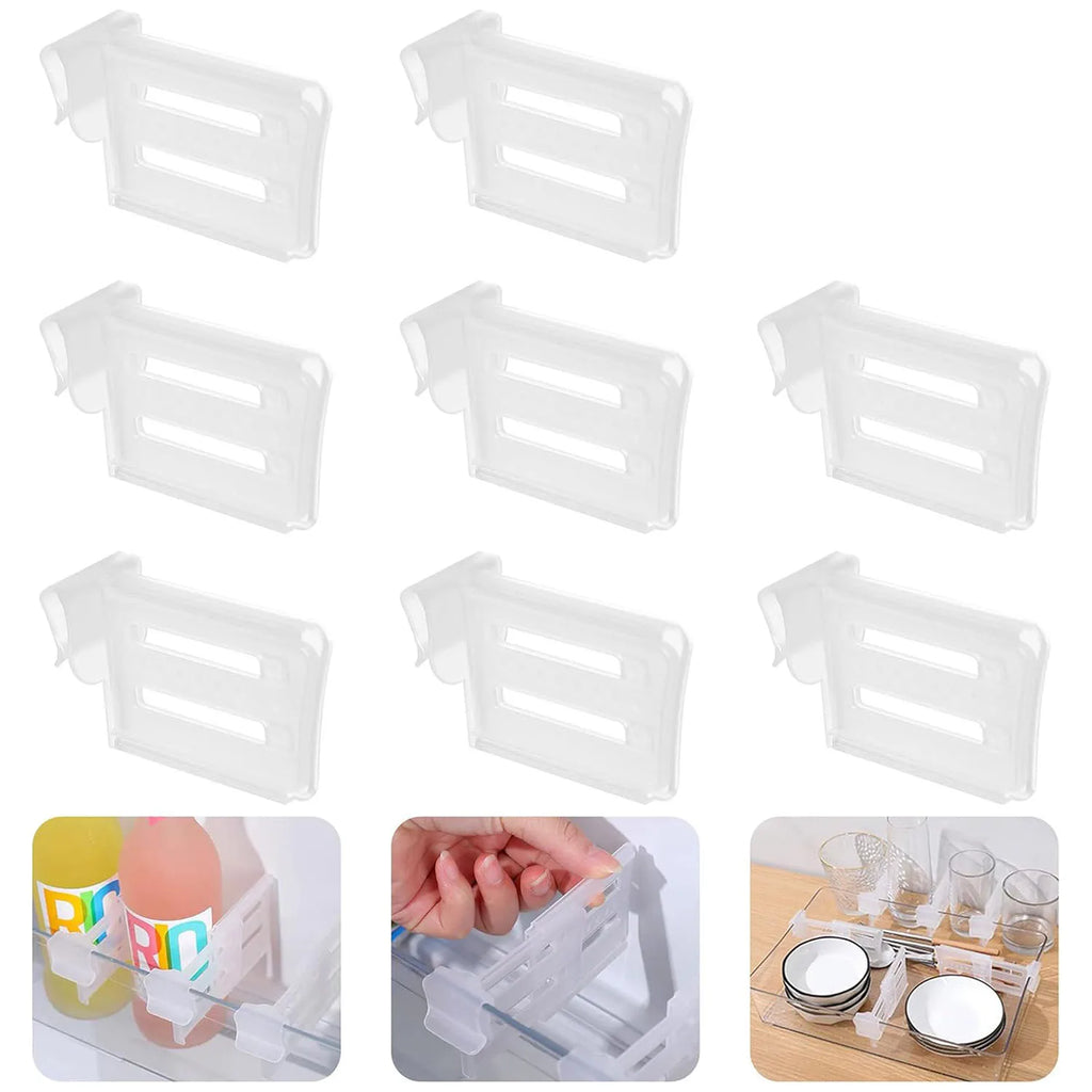 Refrigerator Dividers Clip,Adjustable Plastic Organizer Tools,Fridge Door Retractable Snap-on Space Separators Kitchen Storage