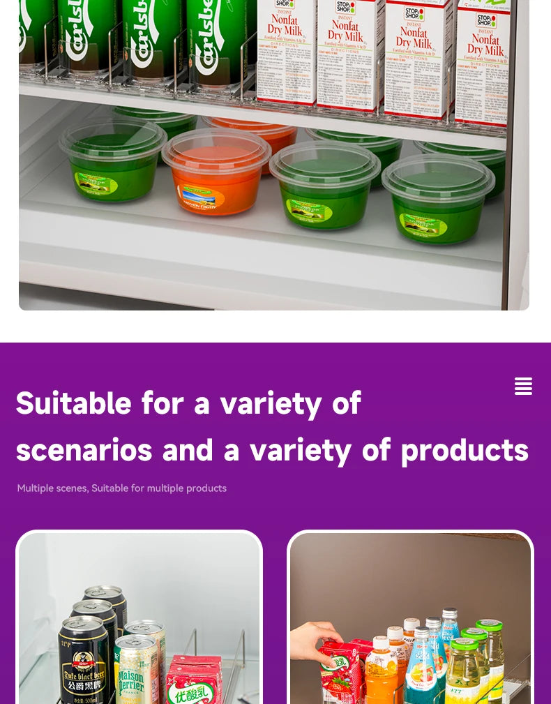 Drink Spring Pusher For Fridge Automatic Soda Can Dispenser Retail Transparent Slide Rail Beverage Storage Organizer Rack