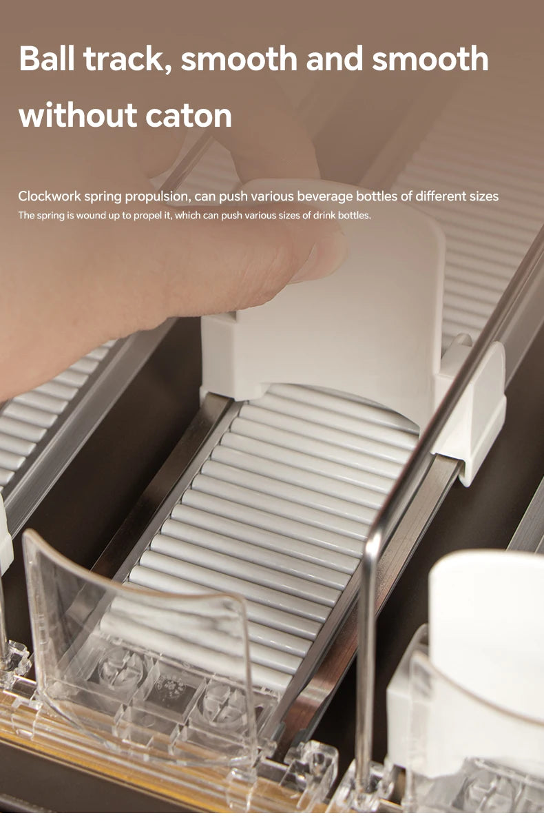 Automatic Beverage Pusher For Fridge Transparents Drinking Sliding Container Kitchen Storage Boxes Shelf Glide Organizer Rack