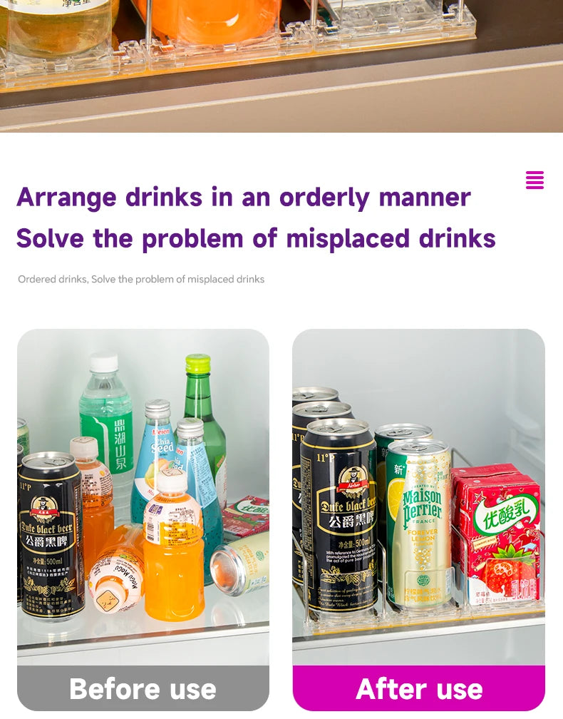 Drink Spring Pusher For Fridge Automatic Soda Can Dispenser Retail Transparent Slide Rail Beverage Storage Organizer Rack