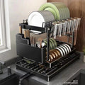 Sturdy 2-Tier Dish Drainer with Cutlery Holder & Drip Tray - Sleek Kitchen Sink Organizer