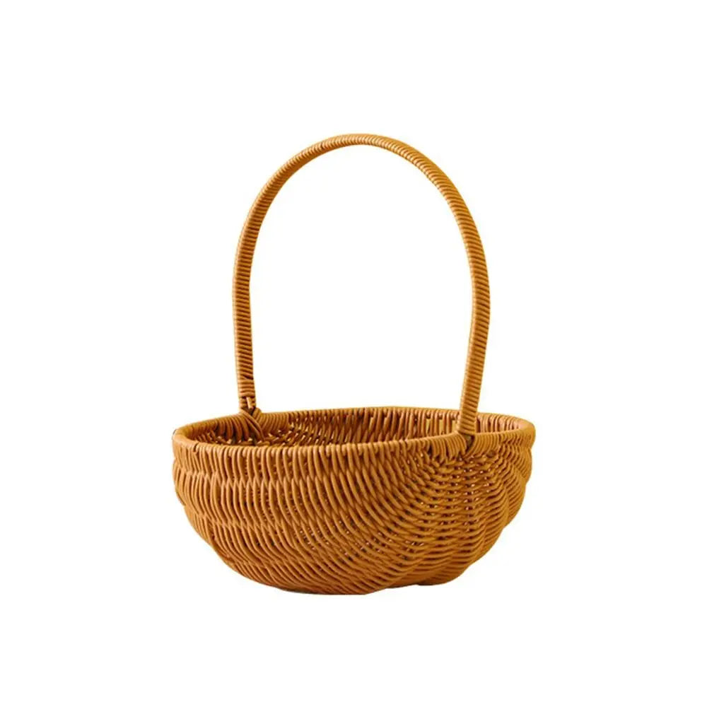 Imitation Rattan Handhold Weaving Basket with Handle Home Decoration Braid Storage Baskets Vegetable Fruit Flower