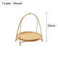 Multi-function Bamboo Woven Basket 1/2/3 Layer Fruit Food Vegetable Storage Basket Durable Handwoven Standing Tray for Kitchen
