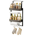 2-Tier Refrigerator Rack with Two Shelf Paper Holders, Spice Holder & Side Basket, Refrigerator Basket, for Kitchen