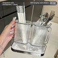 Wall Mounted Kitchen Cutlery Organizer Light Luxury Chopstick Spoon Holder Stainless steel Utensil Drying Rack