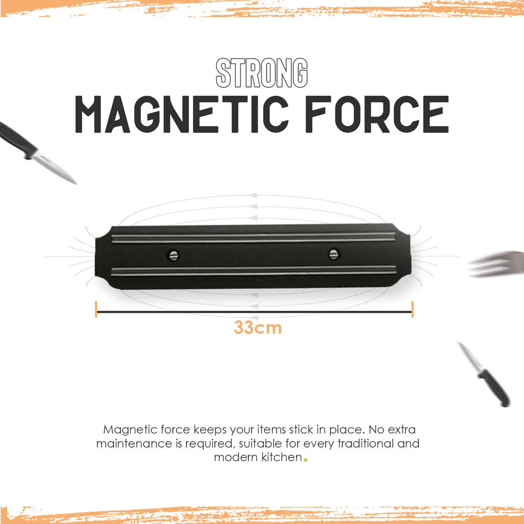Wall-Mounted Magnetic Knife Holder - Strong Bar for Knives & Metal Utensils