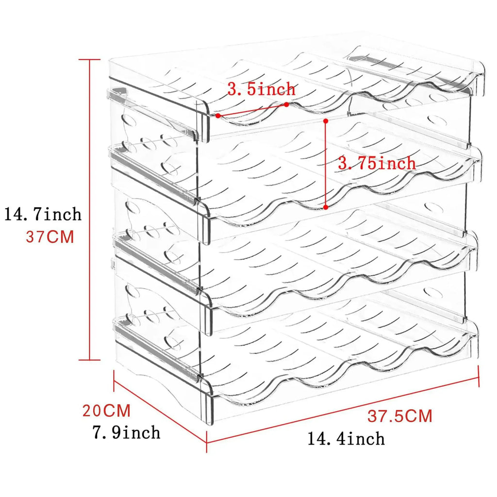 4 Tier Stackable Beverage Organizer Cabinet Wine Organizer Refrigerator Mug Organizer Multifunctional Folding Storage Rack