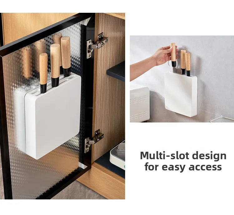 Invisible Wall-Mounted Kitchen Knife Storage Ra Dustproof Plastic Cabinet Door No-Drilling Required Small Knife Organizer