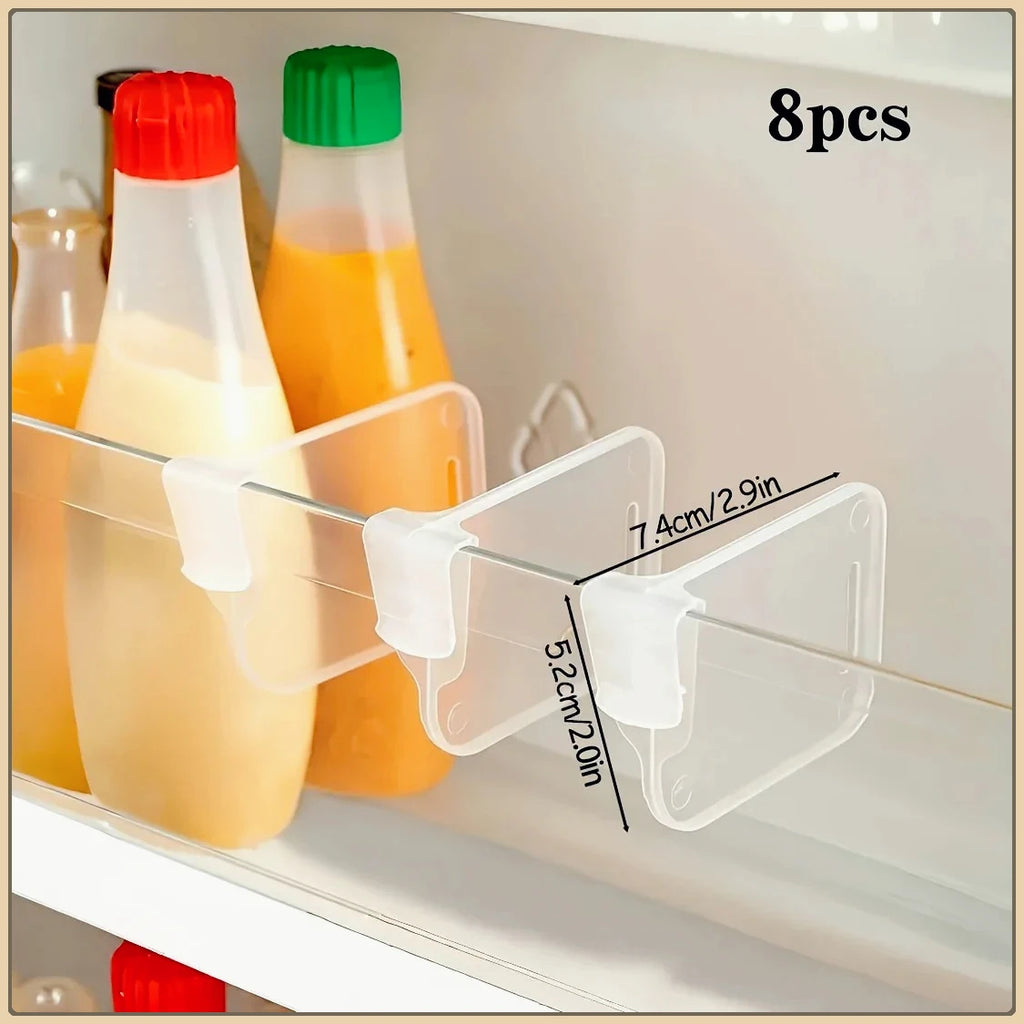 8Pcs Home Refrigerator Storage Partition Board Adjustable Fridge Divider Storage Separators Kitchen Bottle Can Shelf Organizer