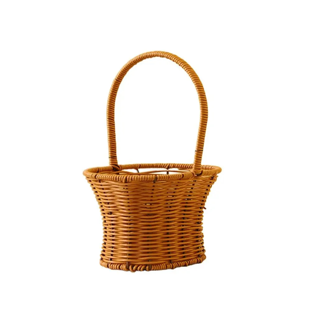 Imitation Rattan Handhold Weaving Basket with Handle Home Decoration Braid Storage Baskets Vegetable Fruit Flower