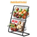 Metal 2-Tier Fruit & Veggie Basket with Detachable Wire Racks - Countertop Storage Solution